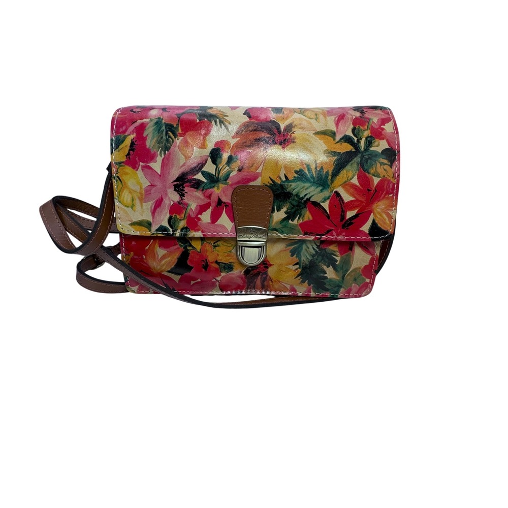Patricia Nash Leather Floral Crossbody Bag Spring Multi SPRMLT SM Push Lock NWOT
